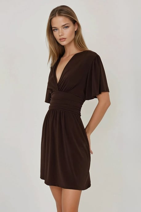 V-Ausschnitt Kurzarm Mini-Kleid - Image 4