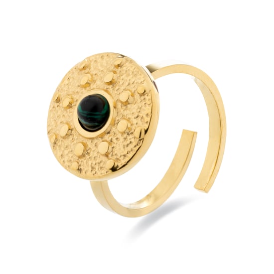 Luxenter Malachit-Ring aus 18 Karat Gelbgold - Elknu - Image 1