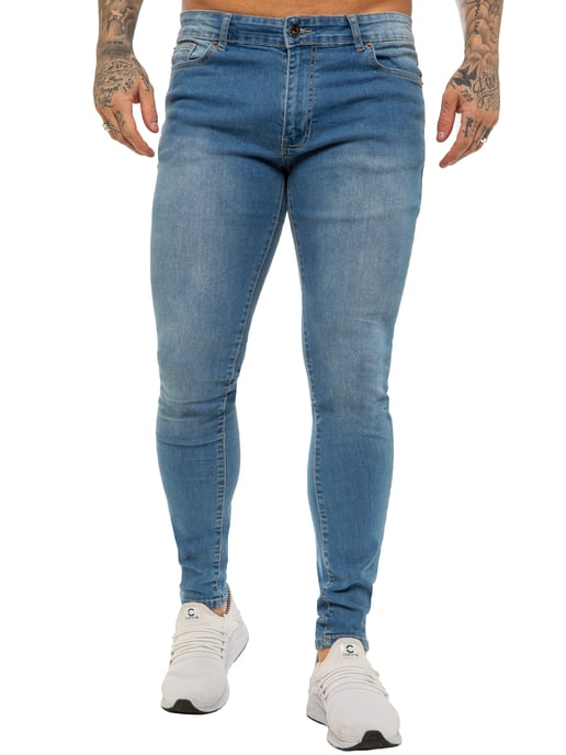 Enzo Herren Skinny Super Stretch Denim Jeans - Image 3