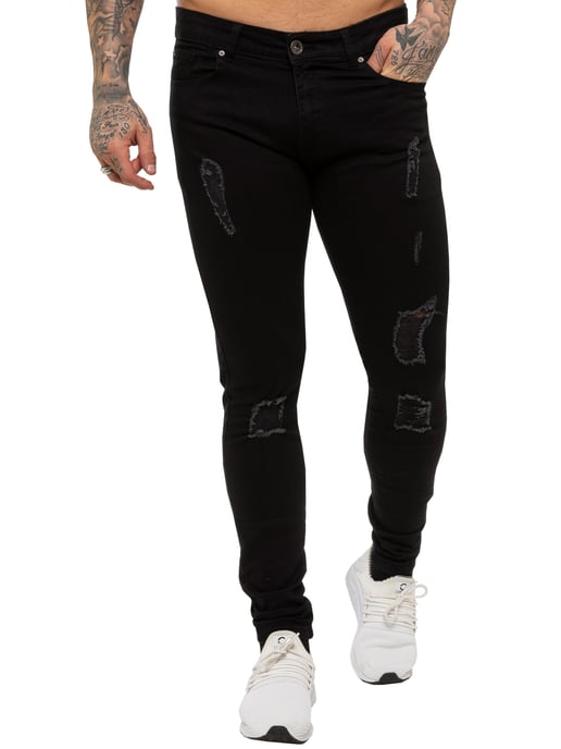 Enzo Herren Skinny Ripped Jeans - Image 3