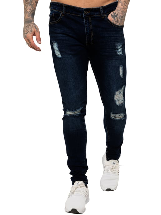 Enzo Herren Skinny Ripped Jeans - Image 3