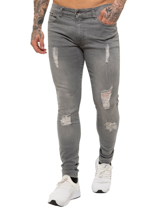 Enzo Herren Skinny Ripped Jeans - Image 3