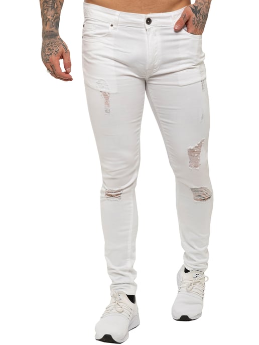 Enzo Herren Skinny Ripped Jeans - Image 3