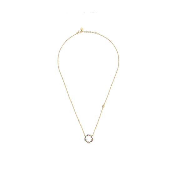 Luxenter Halsschmuck aus 925er Sterlingsilber mit mehrfarbigen Zirkonias in 18K Gelbgold - Thilak - Image 3