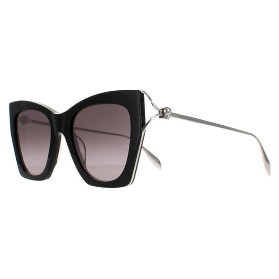 Alexander McQueen Cat Eye Womens Schwarz Silber Grau Gradient AM0375S - Image 2