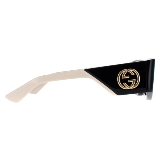 Gucci Rectangle Womens Schwarz mit Elfenbein Grau GG1664S - Image 4