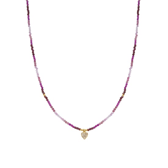 Luxenter Halskette aus 925er Sterlingsilber und Rosenkristall in 18k Gelbgold - Herz - Image 1