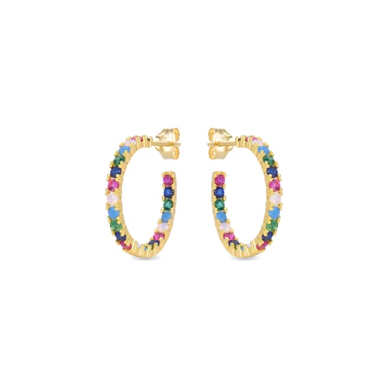 Luxenter Sterling Silber 925 Ohrringe mit Multicolour Zirkonia in 18K Gelbgold - Azarlo - Image 3