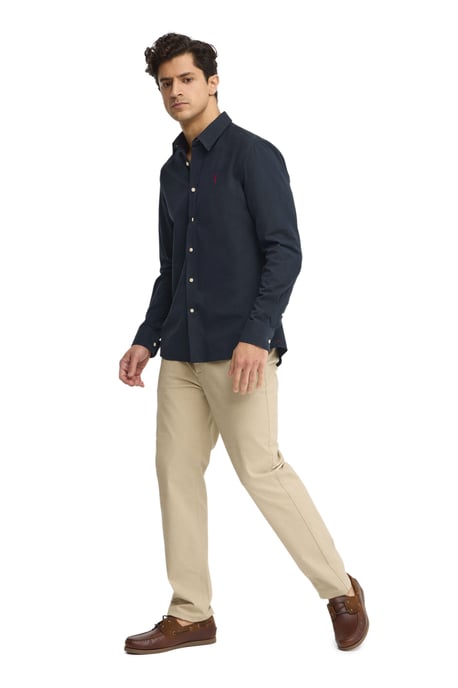 Hemd marineblau mit Crinkle-Effekt im Regular Fit mit Rigby Go Logo - Image 2