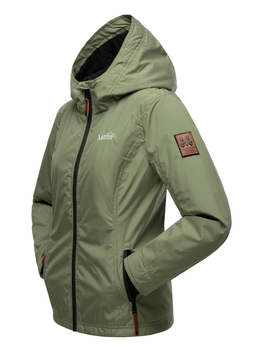 Marikoo Damen Übergangsjacke – Brombeere, leicht mit Kapuze & Kragen - Image 4