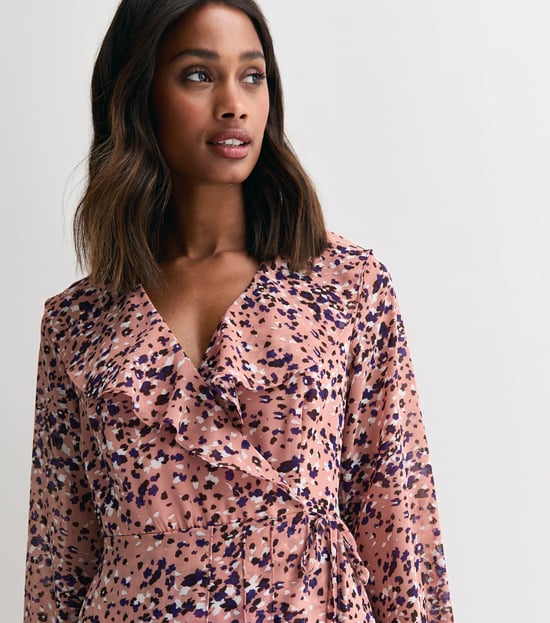 Gini London Wickelkleid mit mehrlagigen Volants und Animalprint - Mehrfarbig - Image 2