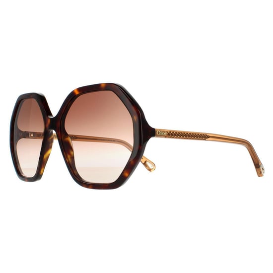 Chloe Round Womens Dark Havana and Brown Crystal Brown Gradient CH0008S Esther - Image 2
