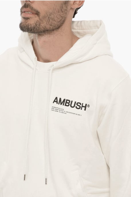 Uni-Farben-Hoodie mit kontrastierendem Logo in Weiß - Image 3