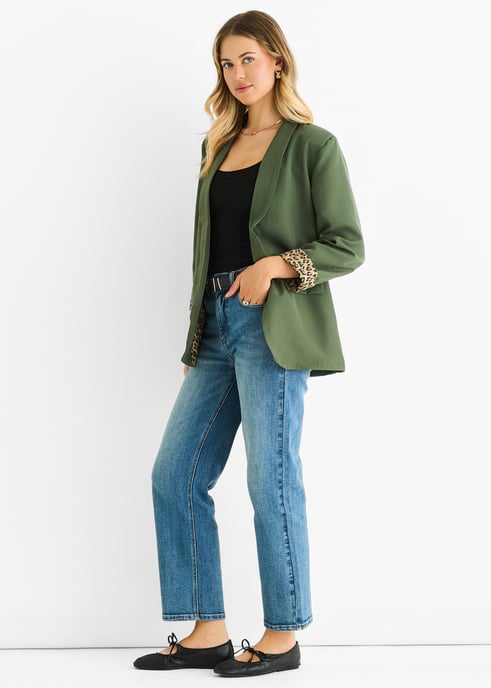 Contrast Animal Edge to Edge Blazer - Image 3