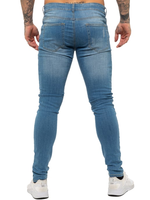 Enzo Herren Skinny Ripped Jeans - Image 4