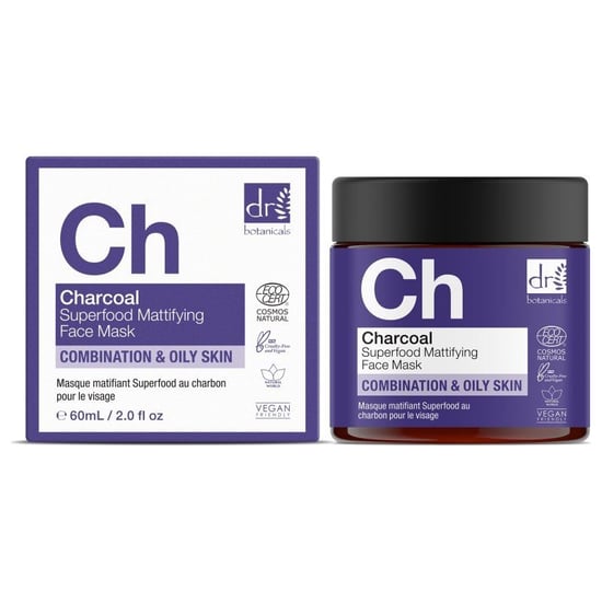 Dr Botanicals Holzkohle Superfood Mattierende Gesichtsmaske 60ml - Image 1