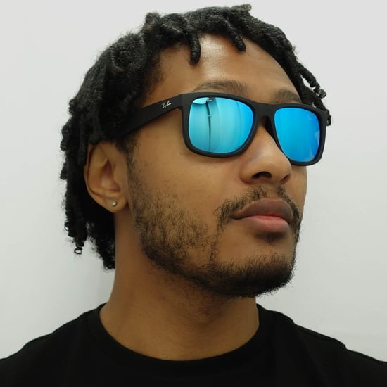 Ray-Ban Sonnenbrille Justin 4165 622/55 Gummi Schwarz Blau Spiegel - Image 6