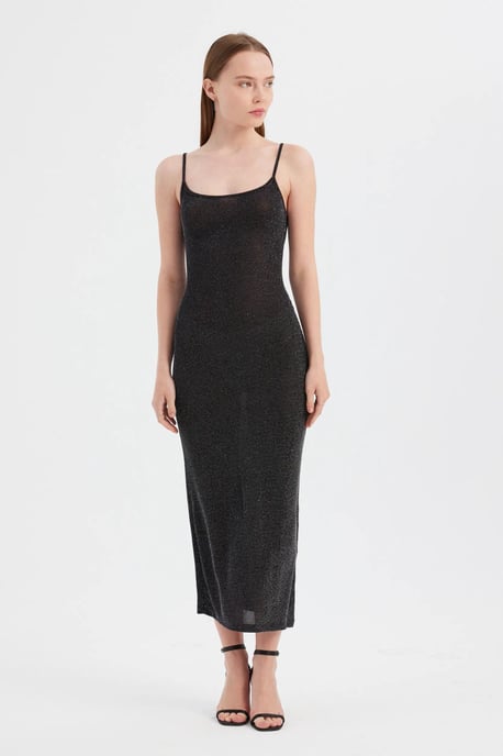 Unifarbenes Maxikleid mit Spaghetti-Trägern - Image 3
