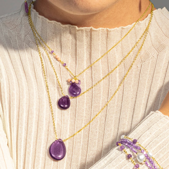 Luxenter-Halskette, Adak aus Metalllegierung und natürlicher Amethyst, 18K vergoldet - Image 3