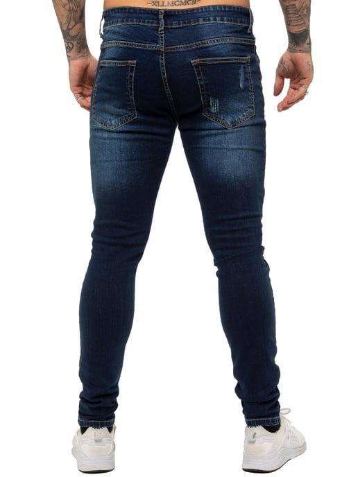 Enzo Herren Skinny Ripped Jeans - Image 4
