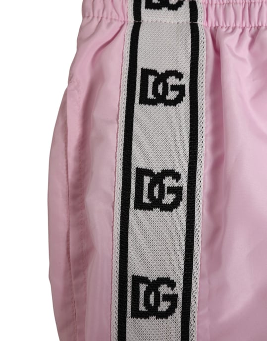 Dolce & Gabbana Pink Nylon Logo-Seitenstreifen Strandmode Herren Badebekleidung - Image 3