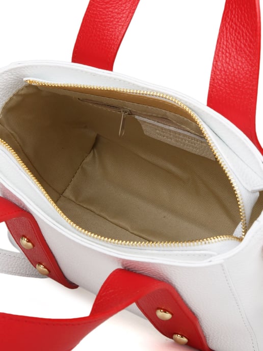 Giulia Monti Schultertasche Weiß Klassisch Rot - Image 4