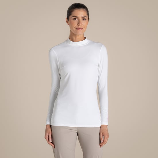 Craghoppers - T-Shirt für Damen, Stehkragen, Nosilife, Emblem, Langärmlig (Weiß) - Image 4
