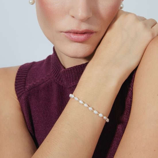 Luxenter Sterling Silber 925 Armband mit weißer Perle in 18K Gelbgold beendet - Zul - Image 2