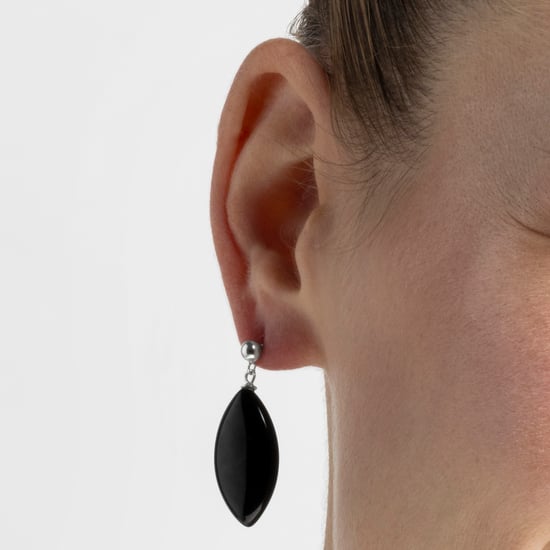 Luxenter, ayom 925er Sterlingsilber und rhodinierte Onyx-Ohrringe - Image 3