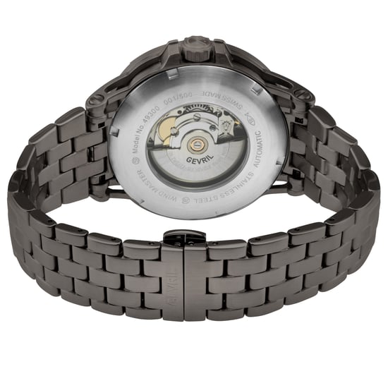 Gevril Herren Wind Master 316L Gun Metal Gehäuse, IPGUN Top Ring, Cool Gray Dial, IPGUN- 316L Edelstahlarmband Uhr. - Image 2