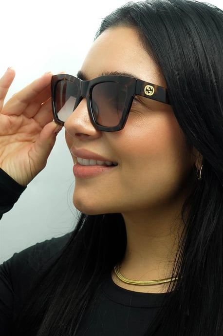 Gucci Quadratische Damen Sonnenbrille Havanna Braun Verlauf GG1714S - Image 5