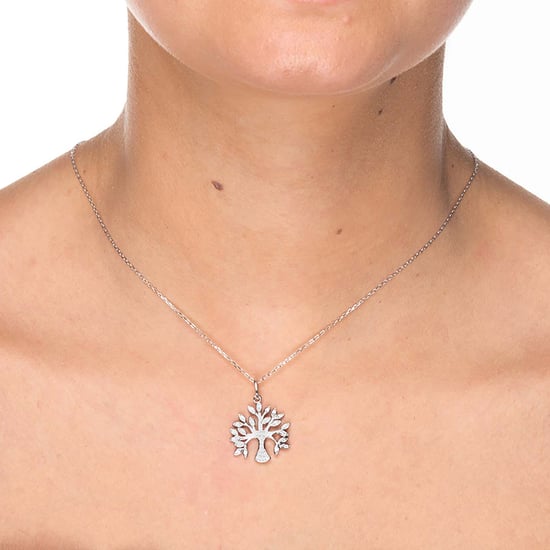 Luxenter, 925er Sterlingsilber und rhodinierte, glänzende Zirkonia-Halskette - Image 2