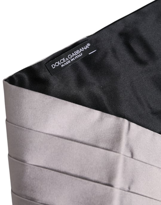 Dolce & Gabbana Grauer Herren-Taillengürtel 100% Seiden-Cummerbund - Image 3