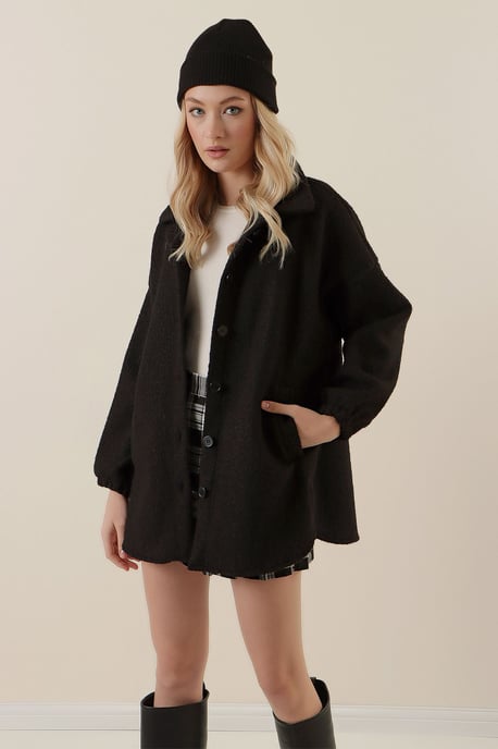 Texturierte Gabardine-Knopfjacke - Image 3