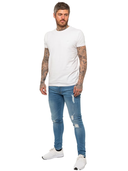 Enzo Herren Skinny Ripped Jeans - Image 5