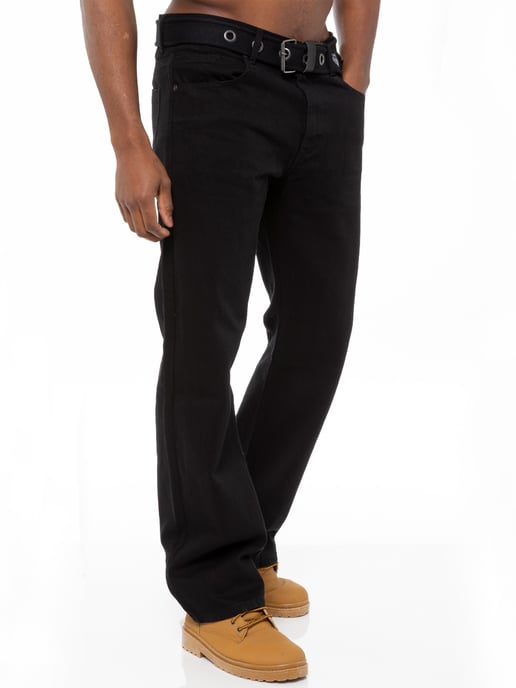 Enzo | Herren Regular Fit Denim Jeans mit Gürtel - Schwarz - Image 3