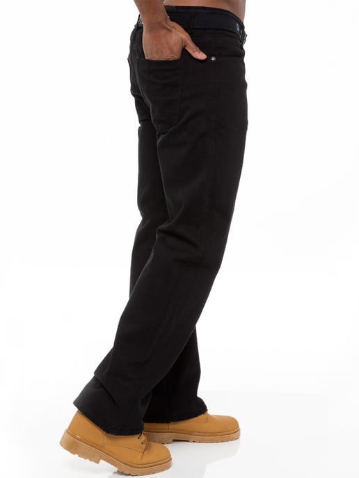 Enzo | Herren Regular Fit Denim Jeans mit Gürtel - Schwarz - Image 4