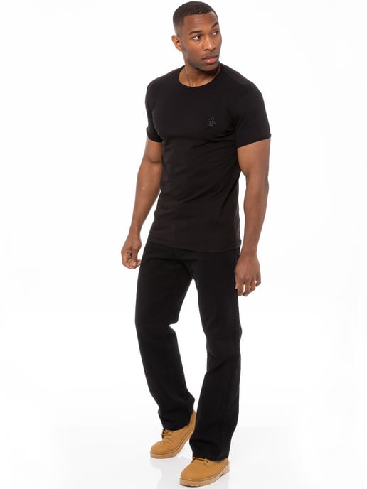Enzo | Herren Regular Fit Denim Jeans mit Gürtel - Schwarz - Image 6