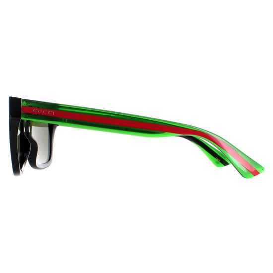 Gucci Rectangle Mens Schwarz und Grün mit roten Streifen Grün GG0001SN - Image 3