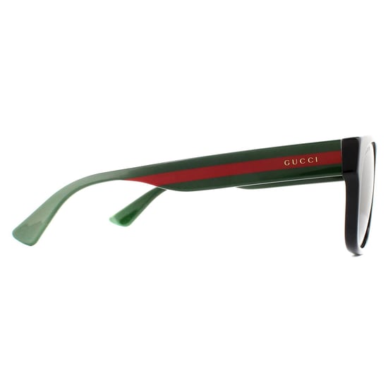 Gucci Rectangle Mens Black mit grünen und roten Streifen Grey Polarized Sonnenbrille - Image 4