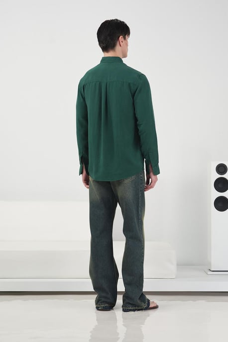 Giesto Langärmliges Tencel-Hemd mit Knopfleiste - Grün - Image 4