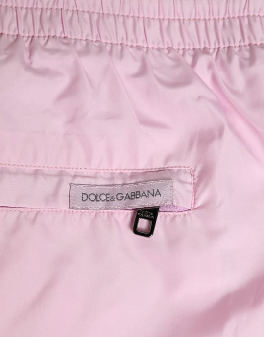 Dolce & Gabbana Pink Nylon Logo-Seitenstreifen Strandmode Herren Badebekleidung - Image 6