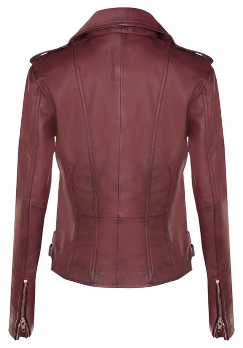 Damen Leder Burgund Brando Bikerjacke-Constantia - Image 5