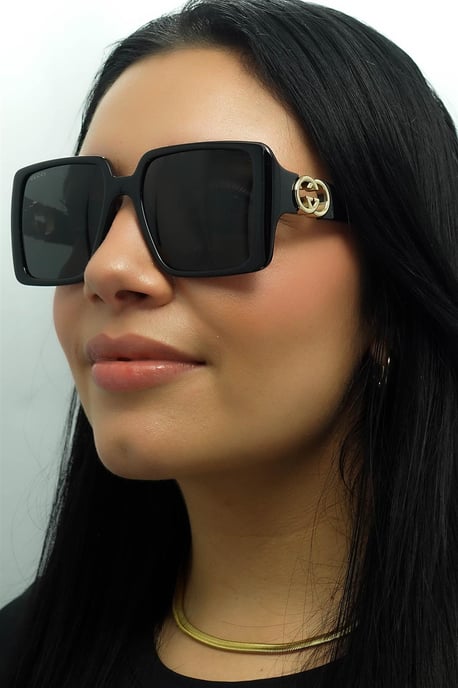 Gucci Square Womens Schwarz mit Gold Grau GG1692S - Image 5