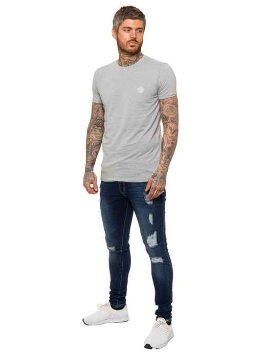 Enzo Herren Skinny Ripped Jeans - Image 5