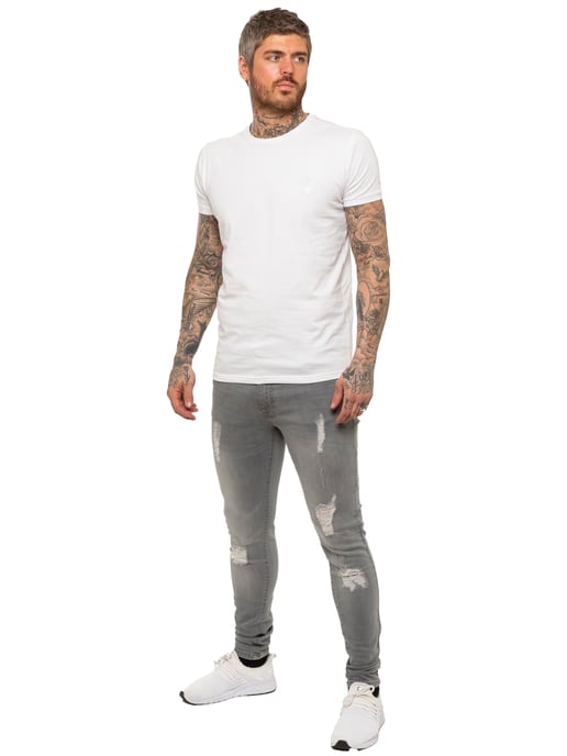Enzo Herren Skinny Ripped Jeans - Image 5