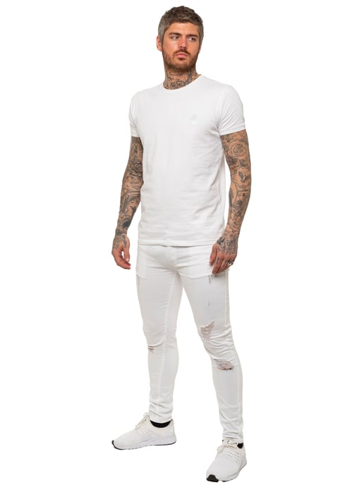 Enzo Herren Skinny Ripped Jeans - Image 5