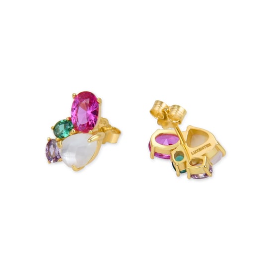 Luxenter Sterling Silber 925 Ohrringe mit Bergkristall und Perlmutt in 18K Gelbgold - Zafi - Image 6