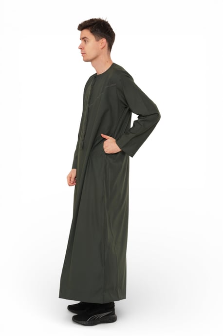 Thobez Herren Jubba/Robe/Kaftan Djellaba Thobe, Modell LFS -TT-008 - Grün - Image 5