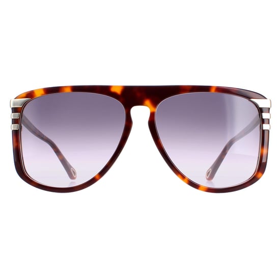 Chloe Aviator Damen Glänzend Medium Havanna Grau Gradient CH0104S - Image 1